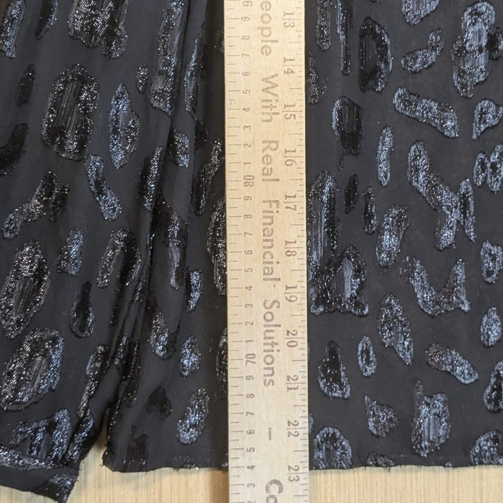ZARA Blouse Black Sheer Textured Animal Print Ruffle Festive Chic Women's Small - Picture 5 of 5